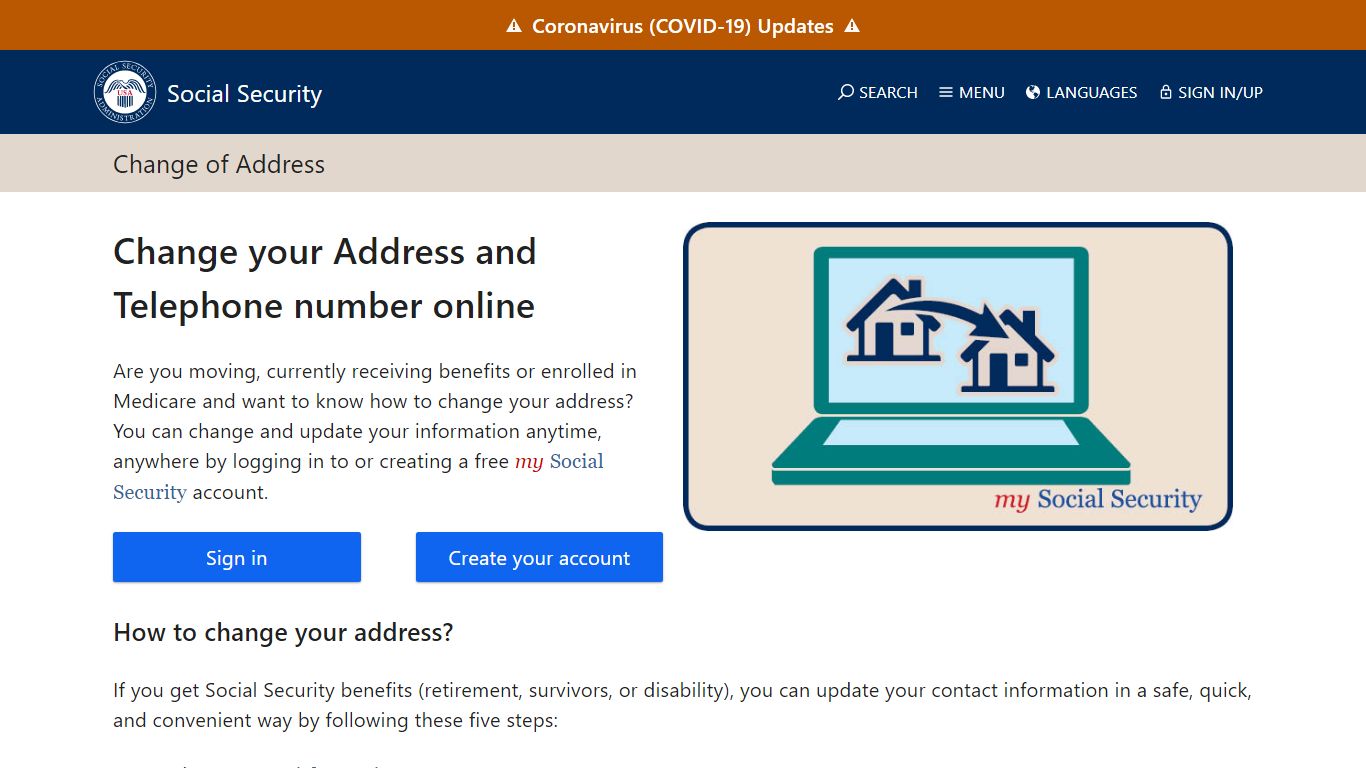 Change of Address | SSA - Social Security Administration